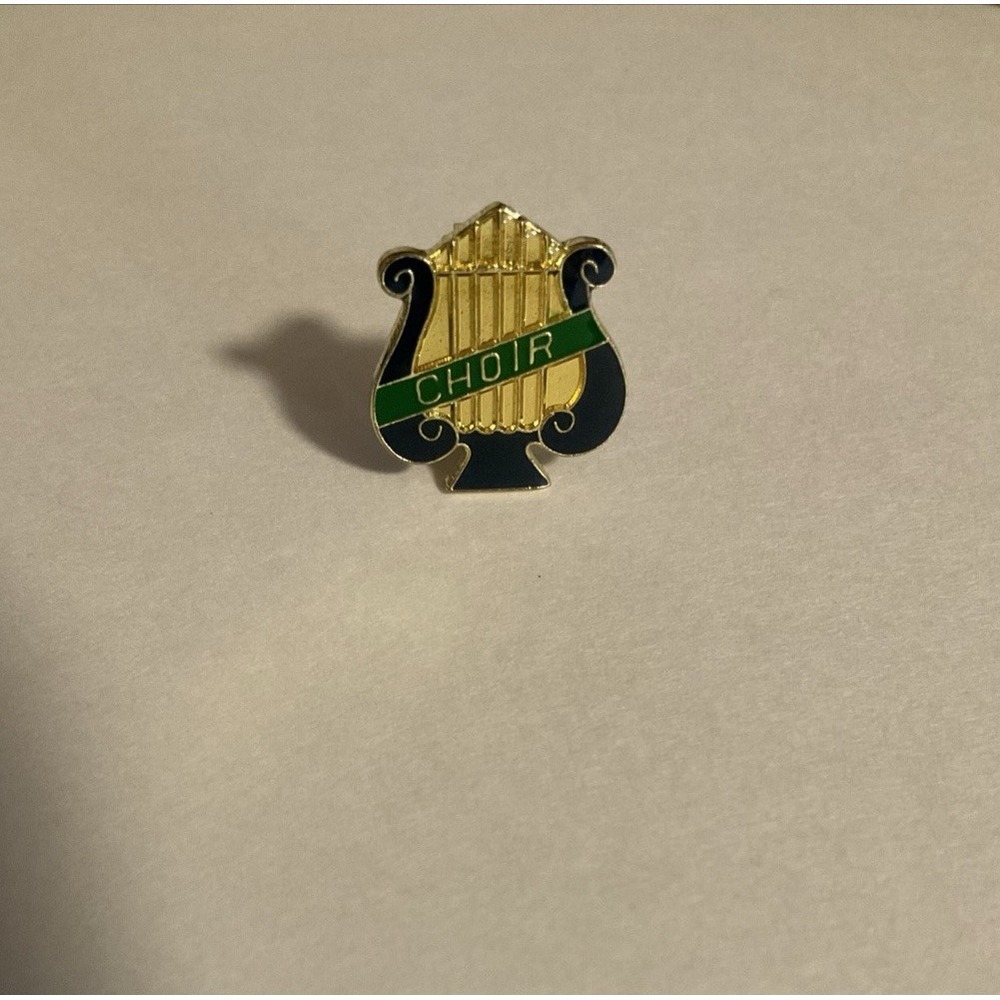 Choir Lapel Pin Vintage Collectible Enamel Lyre Harp Hat Pinback Brooch USA Made